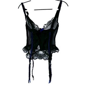 Vintage 90s‎ Jezebel Black Bustier Corset with detachable Garters Size 34